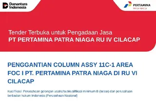 Peluang Tender Pertamina Patra Niaga RU IV Cilacap untuk Penggantian Column Assy 11C-1