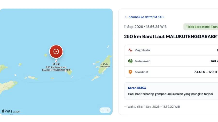 Gempa M 6.2 Guncang Laut Banda Maluku, BMKG, Tidak Berpotensi Tsunami
