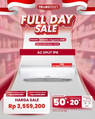 Diskon AC Split 1PK di Transmart Full Day Sale Agustus 2026